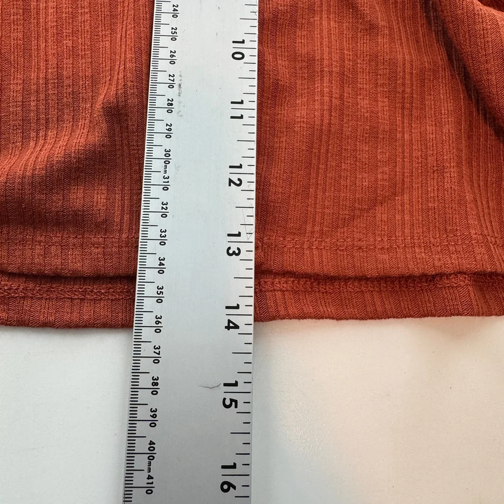 Womens Y2K Crop Top Small Orange Ribbed Fitted Minimalist Festival Cardigan NWT